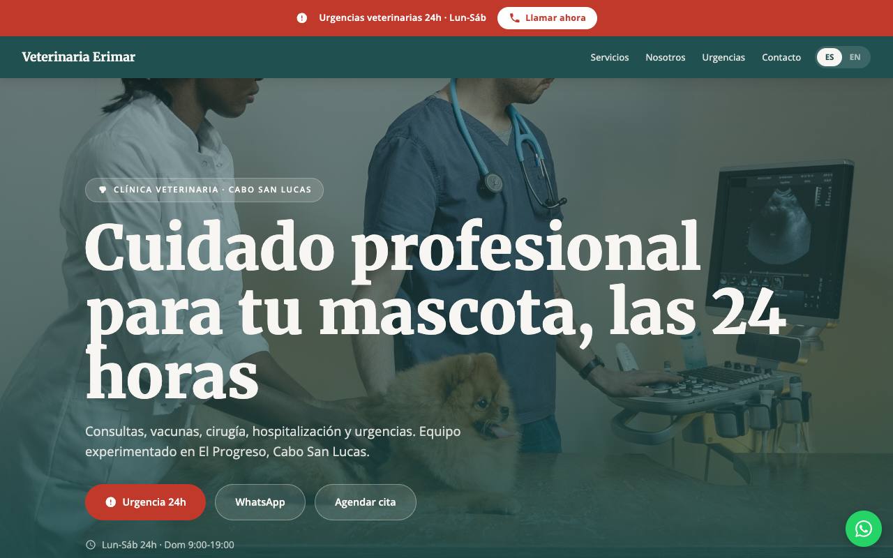 Veterinaria Erimar website